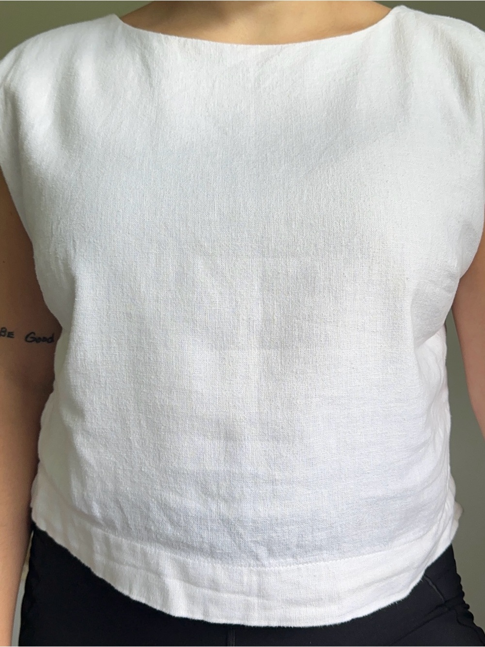 Abercrombie & Fitch White Sleeveless Linen Tank Top